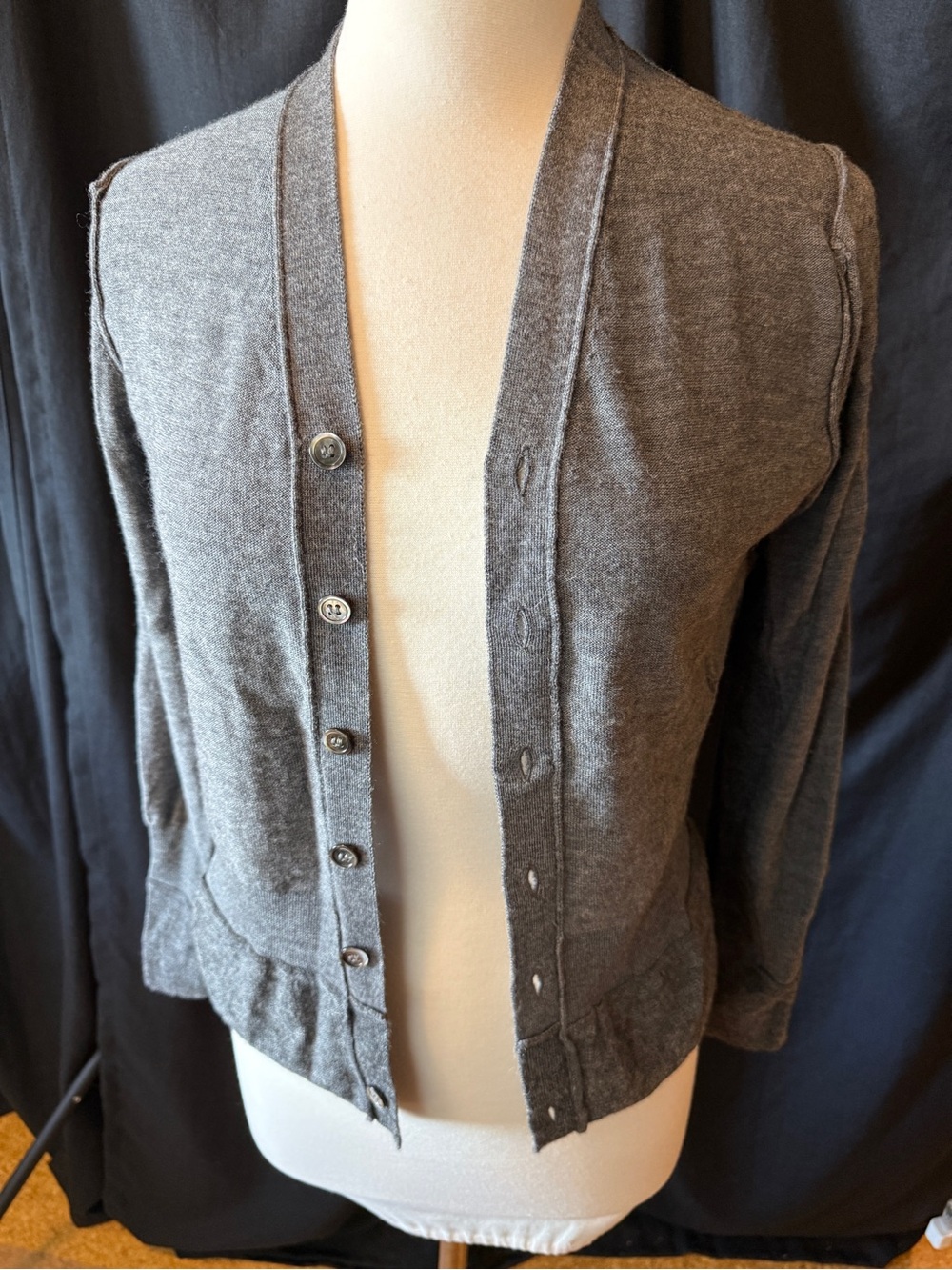 Rare COMME des GARCONS Women's Knit Button Front Cardigan Sweater Gray, M